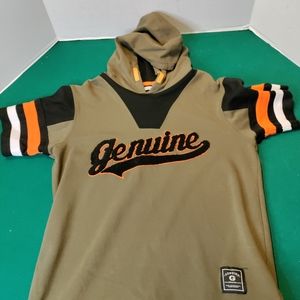 Short Sleeve Hoodie Genuine Article MFG Men's green Baseball Jersey style. Med